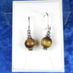 Korvakorut tiikerinsilmä 8mm, hopeakukat TIKU1