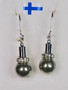 Korvakorut pyriitti 8mm, zirkonirengas, hematiitti PYR2