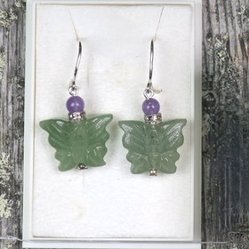 Korvakorut vihreä aventuriiniperhonen ja ametisti