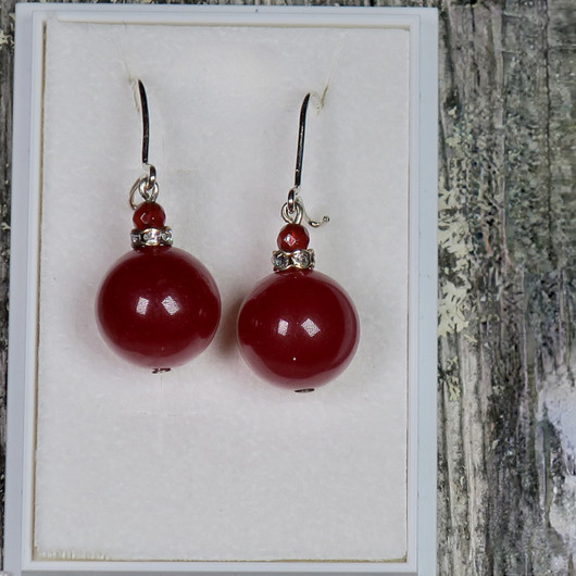 Korvakorut akaatti 12mm KARPALO viisteh. karneoli zirkonikoristein 5Z