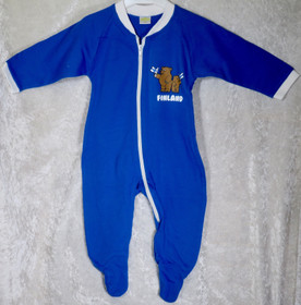 Potkupuku Finland Suomen liput ja nallet, sininen 62cm vauvalle