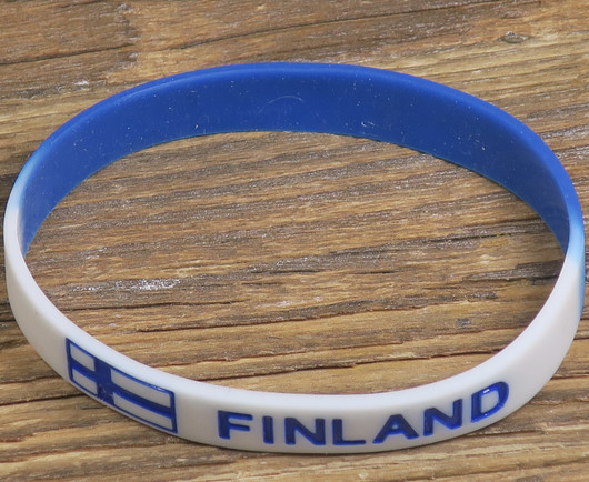 Rannekoru Finland Suomen lippu sinivalkoinen kumiranneke 