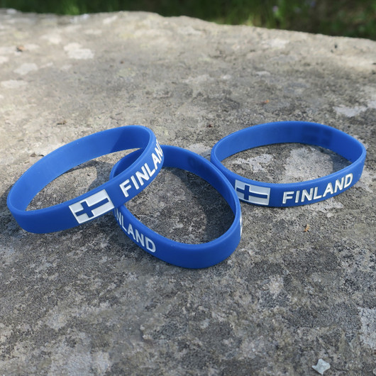 Rannekoru Finland Suomen lippu sinivalkoinen kumiranneke 