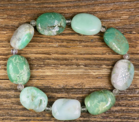 Rannekoru krysopraasi litteä ja 4mm fluoriitti 19cm