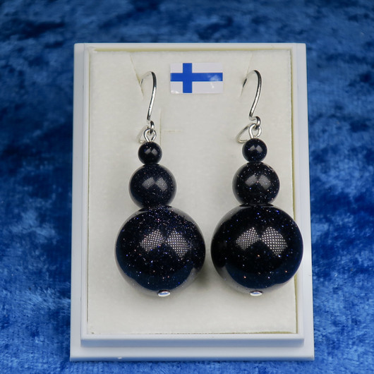 Korvakorut aventuriini tummansininen tähtikivi, iso lumiukko 16-8-4mm