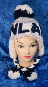 Pipo Finland lasten kids tupsullinen ja korvallinen valkoinen/sininen