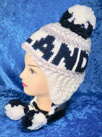 Pipo Finland lasten kids tupsullinen ja korvallinen valkoinen/sininen