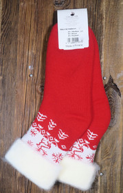 Pörrösukat Finland-teksti, porokuvio, punainen