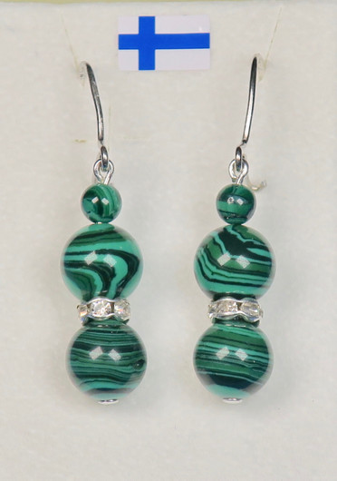 Korvakorut malakiitti zirkonikoristein nro 8z84