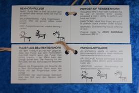 Riipus poronsarvijauhetta poronsarvessa, kaiverrettu noitarumpukuva