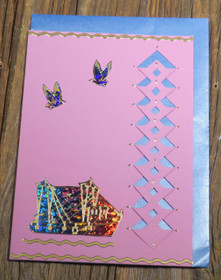 Postikortti laiva ja linnut, kuvioleikkaus nro meri1