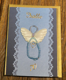 Postikortti Onnea isälle 70v, helmienkeli 