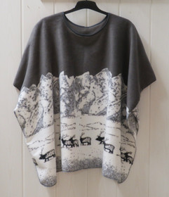 Poncho Tunturiporot, harmaa fleece 110x150cm