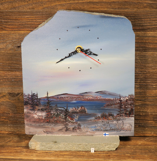 Pöytäkello maisemamaalaus, kivikello Martt Kumpulainen nro2 