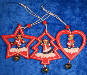 Joulukoriste 3kpl setti kilikellolla, hirvi luistelee