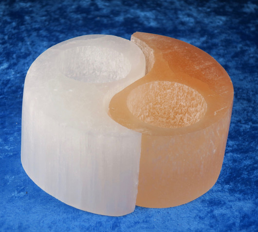 Tuikkupari seleniitti yin-yang, oranssi ja valkoinen