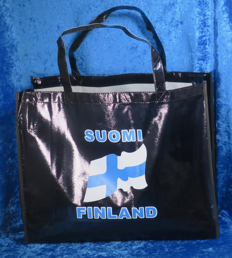 Ostoskassi Suomen lippu Suomi Finland, musta iso