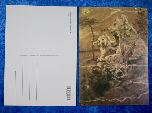 Postikortti KARHUT piirretty. Ranttila