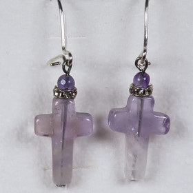 Korvakorut ametisti risti zirkonikoristein