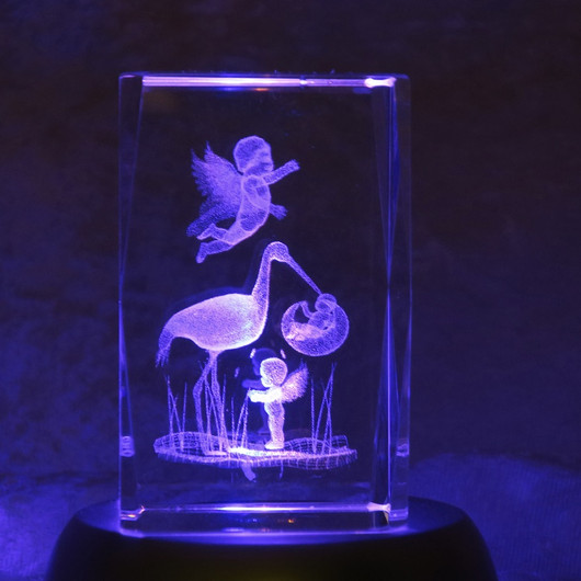 Kristallikuutio 6cm vauva, haikara ja enkelit