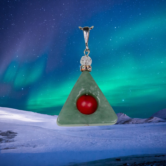 Riipus aventuriini, koralli, jää-ice, zirkonikoristein  nro1