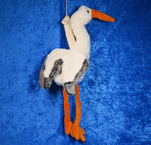 Pehmolelu soittorasia haikara 35cm vauvan unikaveriksi