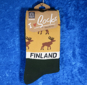 Nilkkasukat Poro Finland, koko 36-42 tummanvihreä-ruskea