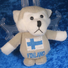 Magneetti pehmolelu HUSKY 13cm, Suomen lippu Finland