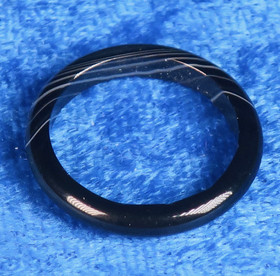 Akaattisormus musta onyksi kivisormus leveys 3mm valitse koko