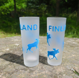 Shottilasi sininen hirvi flokattu, huurrettu