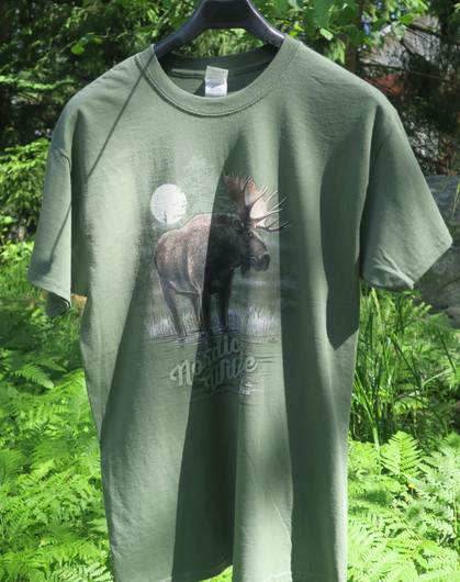 T-paita Hirvi Nordic Wildlife alces alces, maastovihreä M-koko