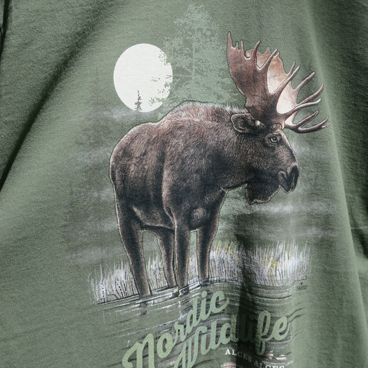 T-paita Hirvi Nordic Wildlife alces alces, maastovihreä M-koko