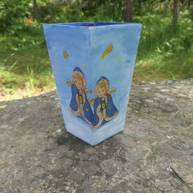 Maljakko enkelit kulmikas keramiikkaa, korkeus 19,5cm