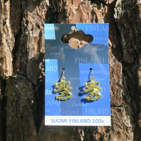 Korvakorut Suomen leijona kullanväriset 25mm nikkelivapaat