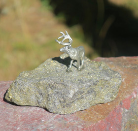 Poro kivellä, hopeoitu tinaporo kivellä