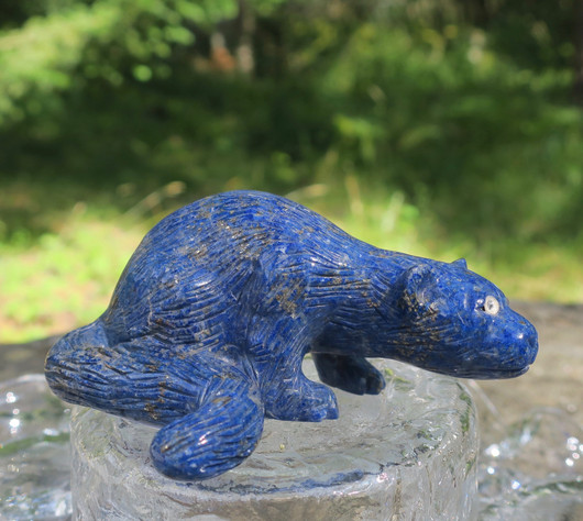 Kivieläin lapis latsuli kissa veistos 160g 