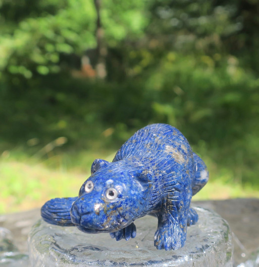 Kivieläin lapis latsuli kissa veistos 160g 