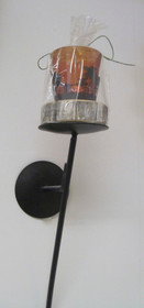 Kynttilänjalka seinälle metallia, lasi hirvisomistein