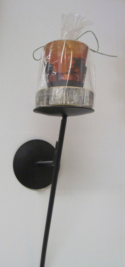 Kynttilänjalka seinälle metallia, lasi hirvisomistein