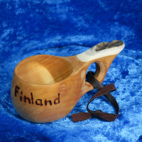 Kuksa sarvikahvalla 1-sorminen koivunpahkaa, FINLAND 
