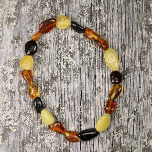 Rannekoru meripihka monivärinen hiottu