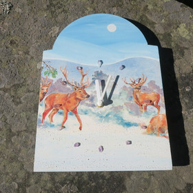 Seinäkello porot ja lunta 30x22cm, tunnin merkit ametistia