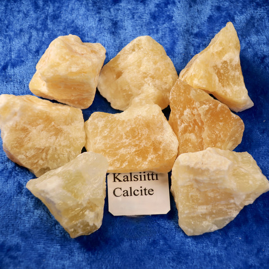 Kalsiitti keltainen raaka Orangecalcite Meksiko. Valitse koko 2-100g