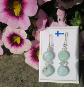 Korvakorut larimar ja kaksikärkiset Herkimer vuorikiteet lari1