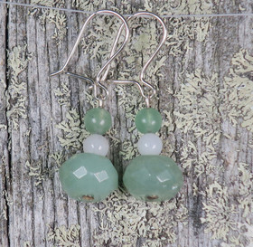 Korvakorut aventuriini viistehiottu ja lumikvartsi 56VHL