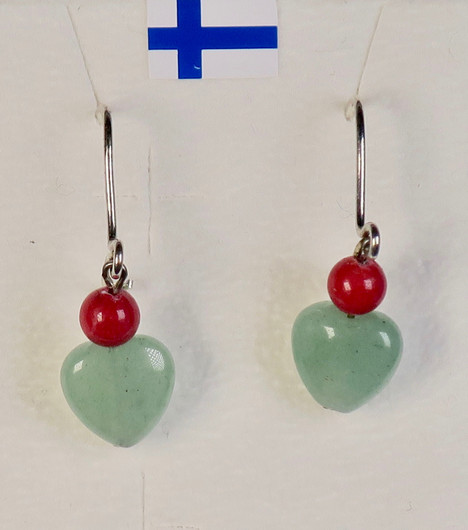 Korvakorut vihreä aventuriinisydän ja kvartsiitti