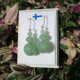 Korvakorut vihreä aventuriini kierrehelmi ja viistehiottu 56kierrevh4 