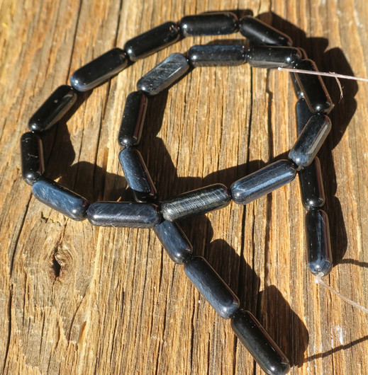 Haukansilmä pitkä tummanharmaa 17x6mm irtohelmi