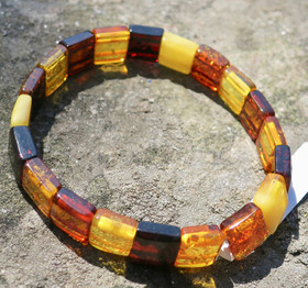 Rannekoru meripihka, monivärinen 10x10mm neliöitä