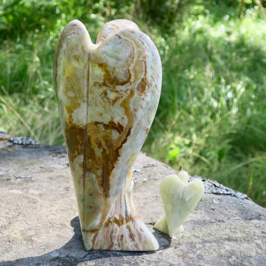  Kiviveistos onyksmarmori enkeli iso 25cm 2490g